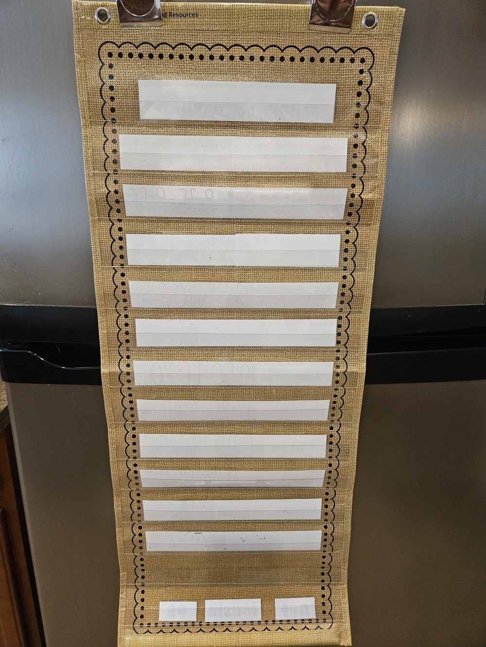 Burlap Pocket Chart with Label Strips & Burlap Border Set